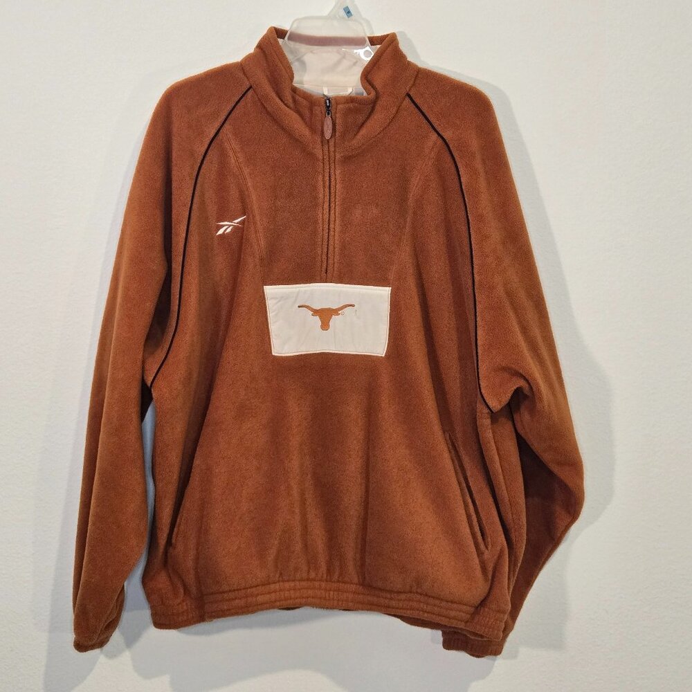 Reebok UT University of Texas Longhorns Burnt Orange Zip-up pullover Size XXL